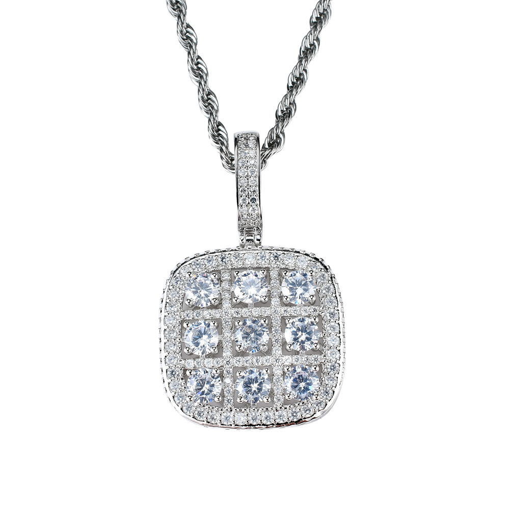 Wholesale- Hip Hop Sudoku Pendant Copper Micro pave with CZ stones Necklace Jewelry for men and women CN022
