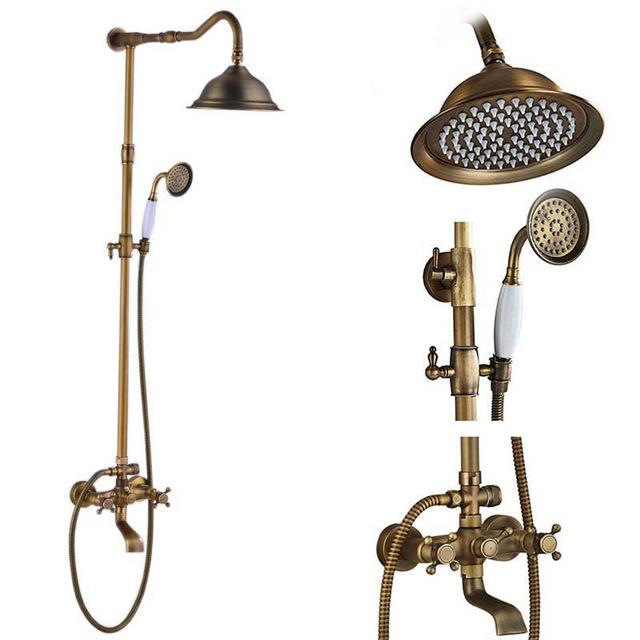 Brass Antique Wall Mount Shower Set Faucet Single Handle with Handshower + Shelf Bathroom Shower Mixer Tap Fashion New
Brass Antique Wall Mount Shower Set Faucet Single Handle with Handshower + Shelf Bathroom Shower Mixer Tap Fashion New