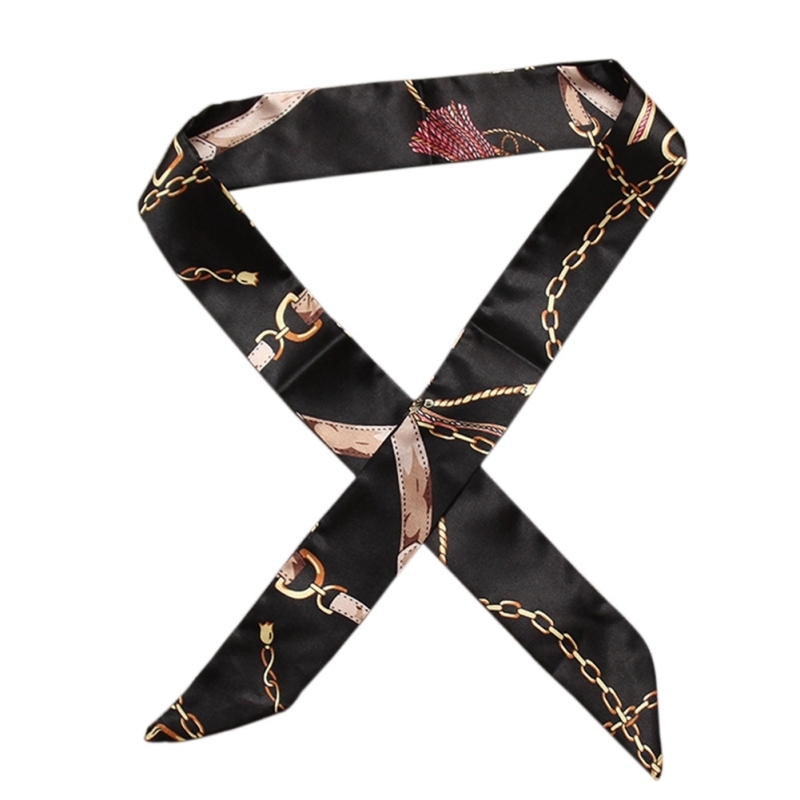 2018 Fashion Print Silk-like Scarf Women Bag Ribbon Scarf Female Hair Ribbons Decoration Multipurpose Scarves D19011106