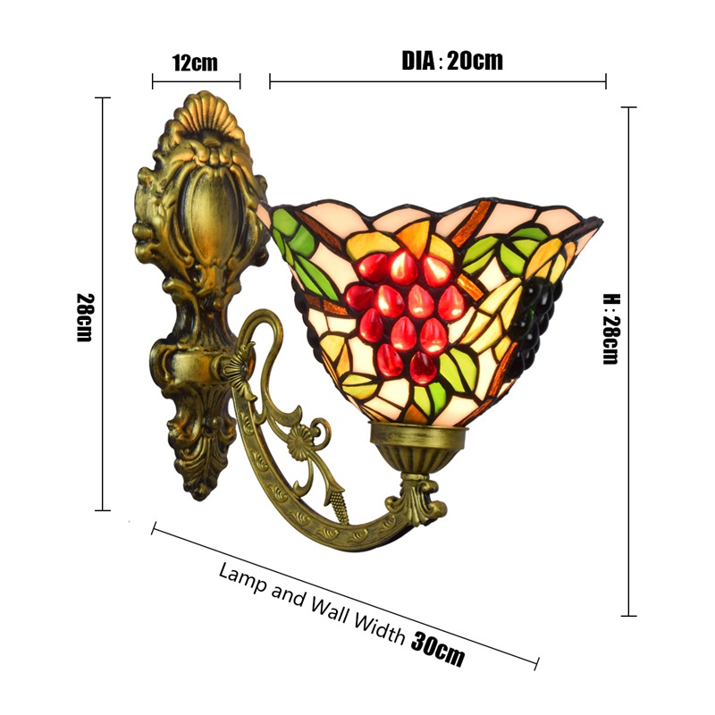 Tiffany Style Single Head Glass Wall Lamps Bar Club Aisle Balcony Wall-Lighting American Coloured Grape Decoration TF064