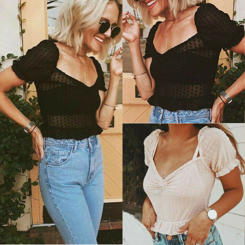Sexy Women Mesh Lace V Neck Sheer See-through Crop Tops Tee T Shirt Crop Tops 2020, Black
Sexy Women Mesh Lace V Neck Sheer See-through Crop Tops Tee T Shirt Crop Tops 2020, Black