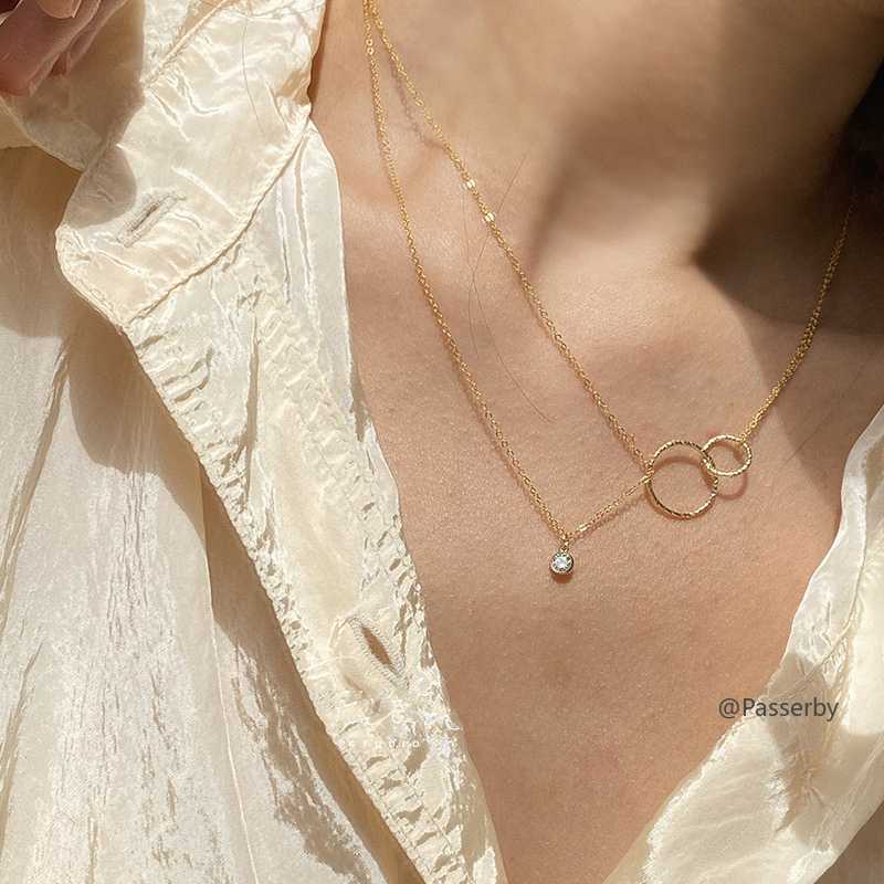 Chains Original Handmade 14KGF Gold Filled Shinning Zircon Round Circle Design Double-layer Chain Necklace All-Match Stylish
Chains Original Handmade 14KGF Gold Filled Shinning Zircon Round Circle Design Double-layer Chain Necklace All-Match Stylish