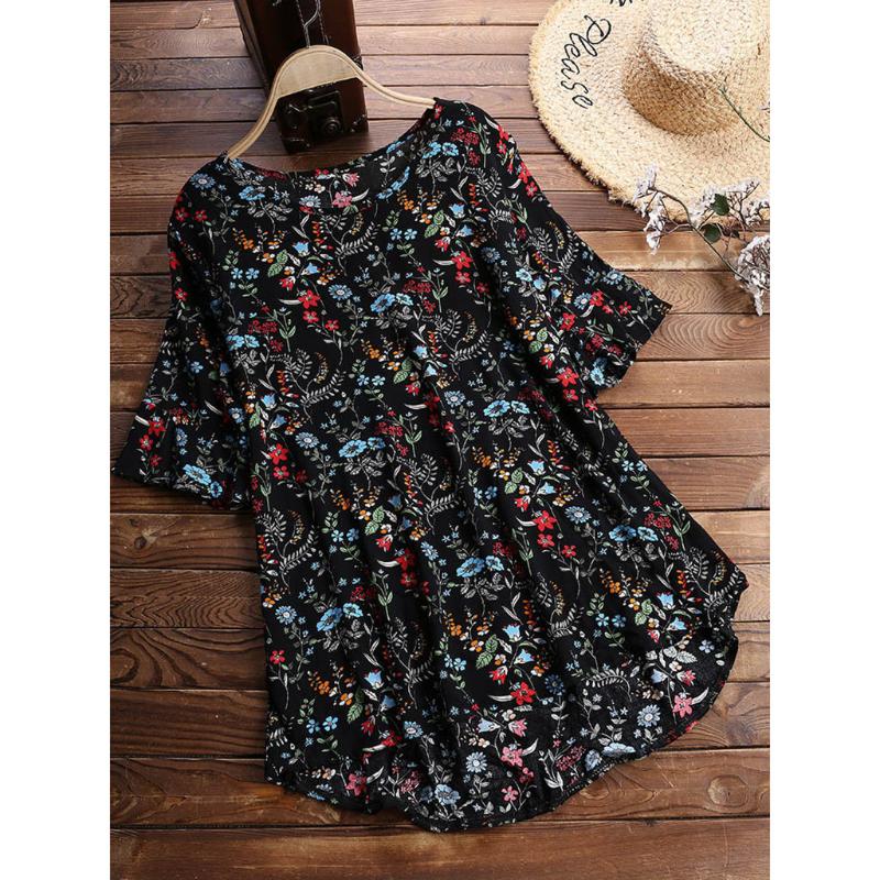 Plus Size Summer Floral Long Blouse Women 2020 Vintage Short Sleeve Women Blouses Ladies Tops For Clothes Mujer De Moda, Black
Plus Size Summer Floral Long Blouse Women 2020 Vintage Short Sleeve Women Blouses Ladies Tops For Clothes Mujer De Moda, Black
