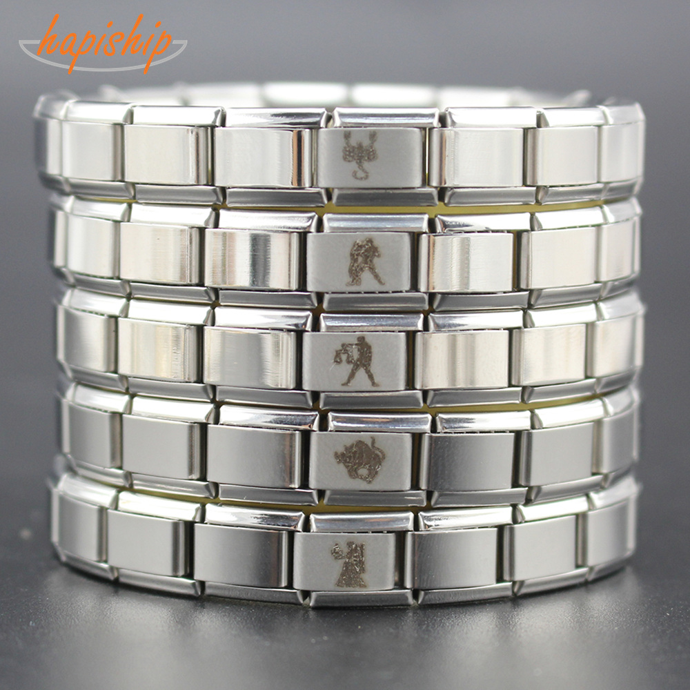 Hapiship Women's Jewelry 9mm Width Itanlian Elastic 12 Constellation Charm Bracelet Fashion Silver Stainless Steel Bangle G077
Hapiship Women's Jewelry 9mm Width Itanlian Elastic 12 Constellation Charm Bracelet Fashion Silver Stainless Steel Bangle G077