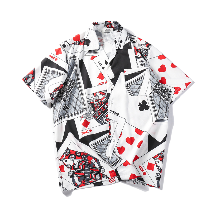 Manen Top Hawaii Short Sleeve Shirt Poker Printed Skull Printed Coconut Tree Leopard Striped Plaid Shirt Hip, 142
Manen Top Hawaii Short Sleeve Shirt Poker Printed Skull Printed Coconut Tree Leopard Striped Plaid Shirt Hip, 142