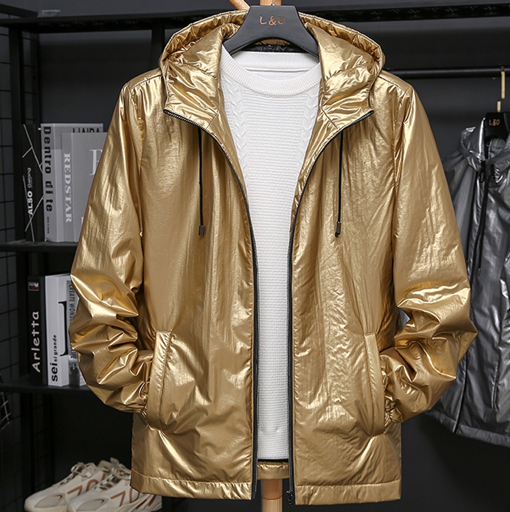 Men Winter Jacket Golden Patent Leather Zipper Winter Parkas Pure Color Hoodie Thickened Cotton Padded Coat Casacos, Black
Men Winter Jacket Golden Patent Leather Zipper Winter Parkas Pure Color Hoodie Thickened Cotton Padded Coat Casacos, Black