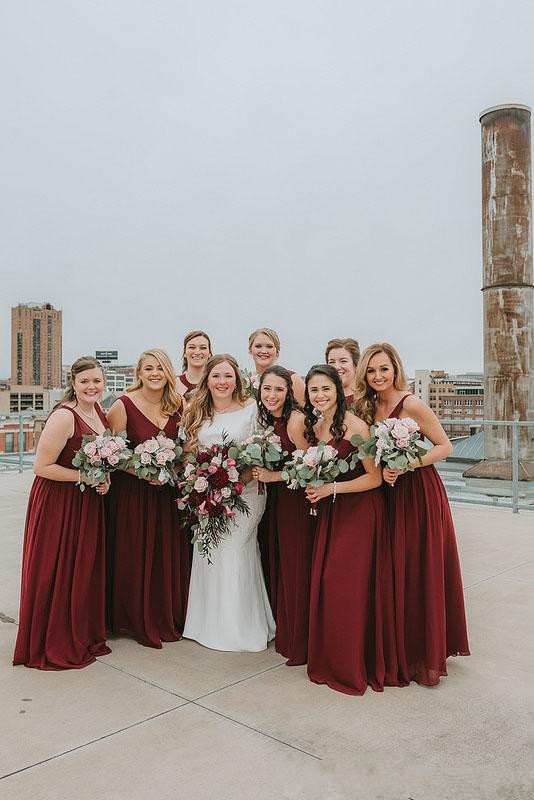 Vintage Burgundy Mixed Boho Bridesmaid Dresses 2020 Ruched Bodice Elegant long beach Maid of Honor Wedding Guest Party Dress Cheap