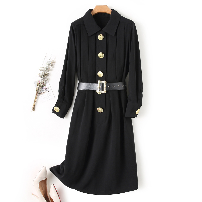 2020 New Black Long Outwear Turn-down Collar Long Sleeves Golden Button Design Celebrity Party Casual Female Coat
2020 New Black Long Outwear Turn-down Collar Long Sleeves Golden Button Design Celebrity Party Casual Female Coat