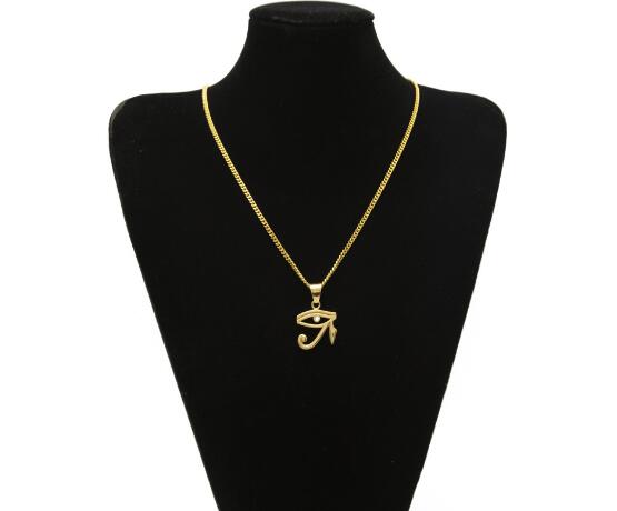 316L Stainless Steel Gold color Egyptian The Eye of Horus pendant necklace hip hop Wedjat Eye necklaces for unisex jewelry wl1113