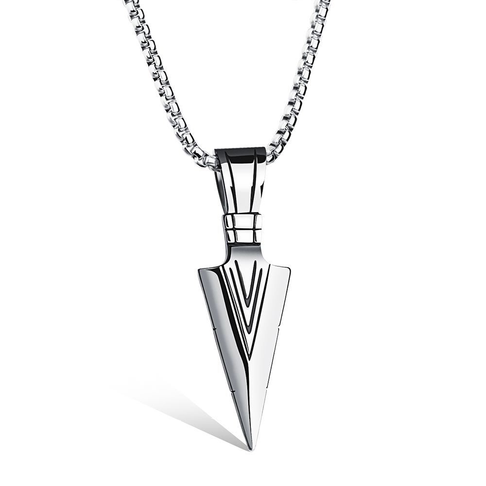 Spearhead Arrowhead Pendants Necklace Jewelry Mens Retro Style Stainless Steel Gold Plated Casting Necklace Jewelry Gold/Silver/Black