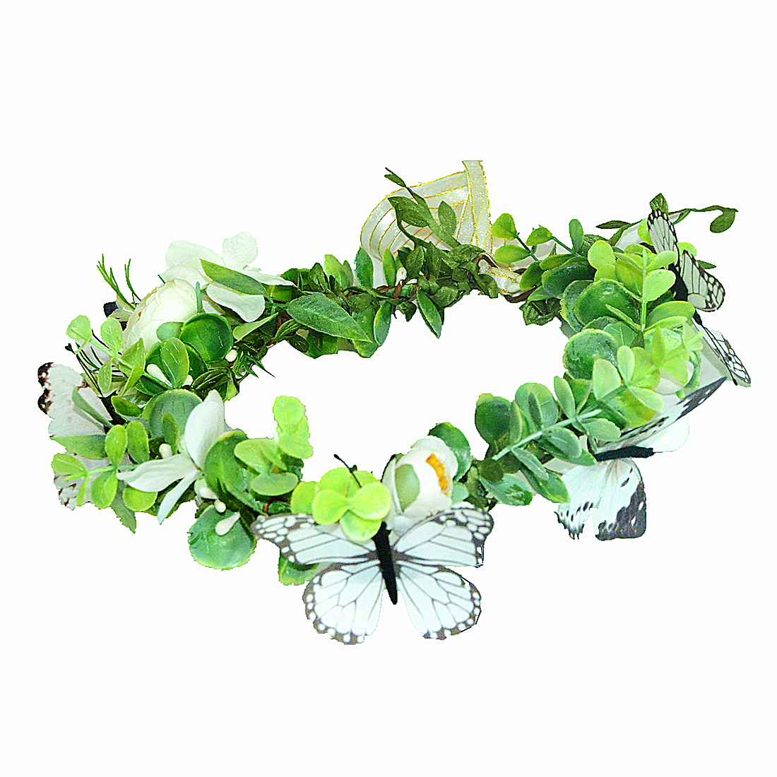 White butterflies and flowers crown green grass wedding hair accessories wedding accessories bridal headband headpiece for women or ladies