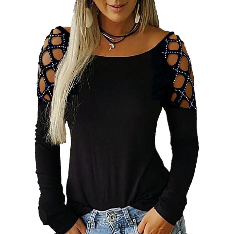 T-Shirt Hollow Out Solid Color Rhinestone Designer Tshirts Women Fashion Casual Tops Womens Long Sleeve, White
T-Shirt Hollow Out Solid Color Rhinestone Designer Tshirts Women Fashion Casual Tops Womens Long Sleeve, White