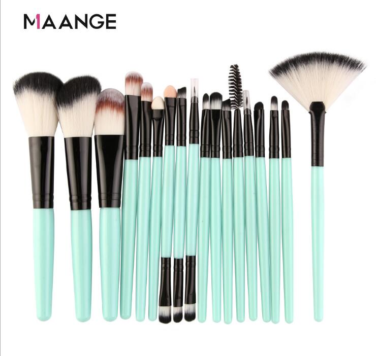 DROP ship MAANGE 18 Pcs Makeup Brushes Set Powder Foundation Blush Eye Shadow Blend Cosmetic Beauty Make Up Brush Tool Kit