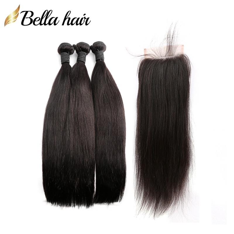 4PCS Full Head Hair Bundles With Closure Brazilian Remy Virgin Human Hair Wefts Extensions 3PC Add 1PC Lace Closures 4x4 Straight Bellahair, Natural color
4PCS Full Head Hair Bundles With Closure Brazilian Remy Virgin Human Hair Wefts Extensions 3PC Add 1PC Lace Closures 4x4 Straight Bellahair, Natural color