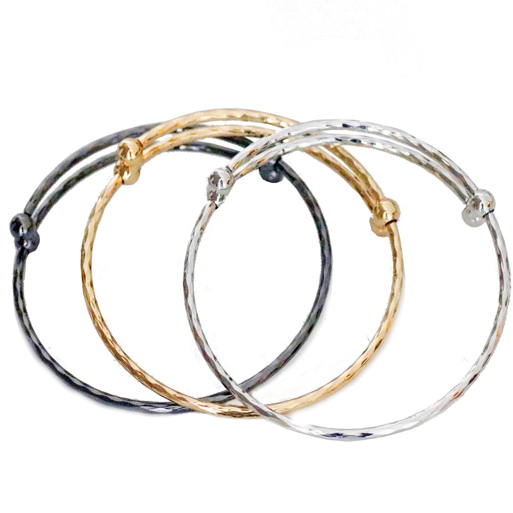 fashion Six-sided rhombus push-pull adjustable size bangle DIY Stainless steel jewelry European charm bracelet