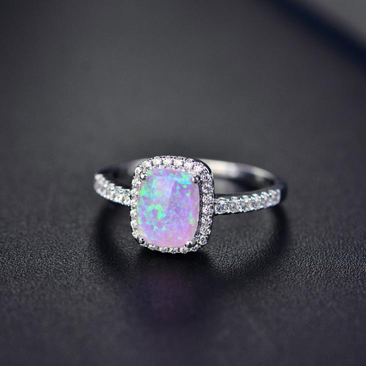 Wholesale-Europe and the United States new simple multicolor opal opal ring fashion big inlaid zircon jewelry