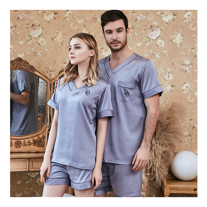 Summer satin Men's Pyjamas Couple Pajamas Set Casual Male Sleepwear Pyjamas Night Pijamas Homewear
Summer satin Men's Pyjamas Couple Pajamas Set Casual Male Sleepwear Pyjamas Night Pijamas Homewear