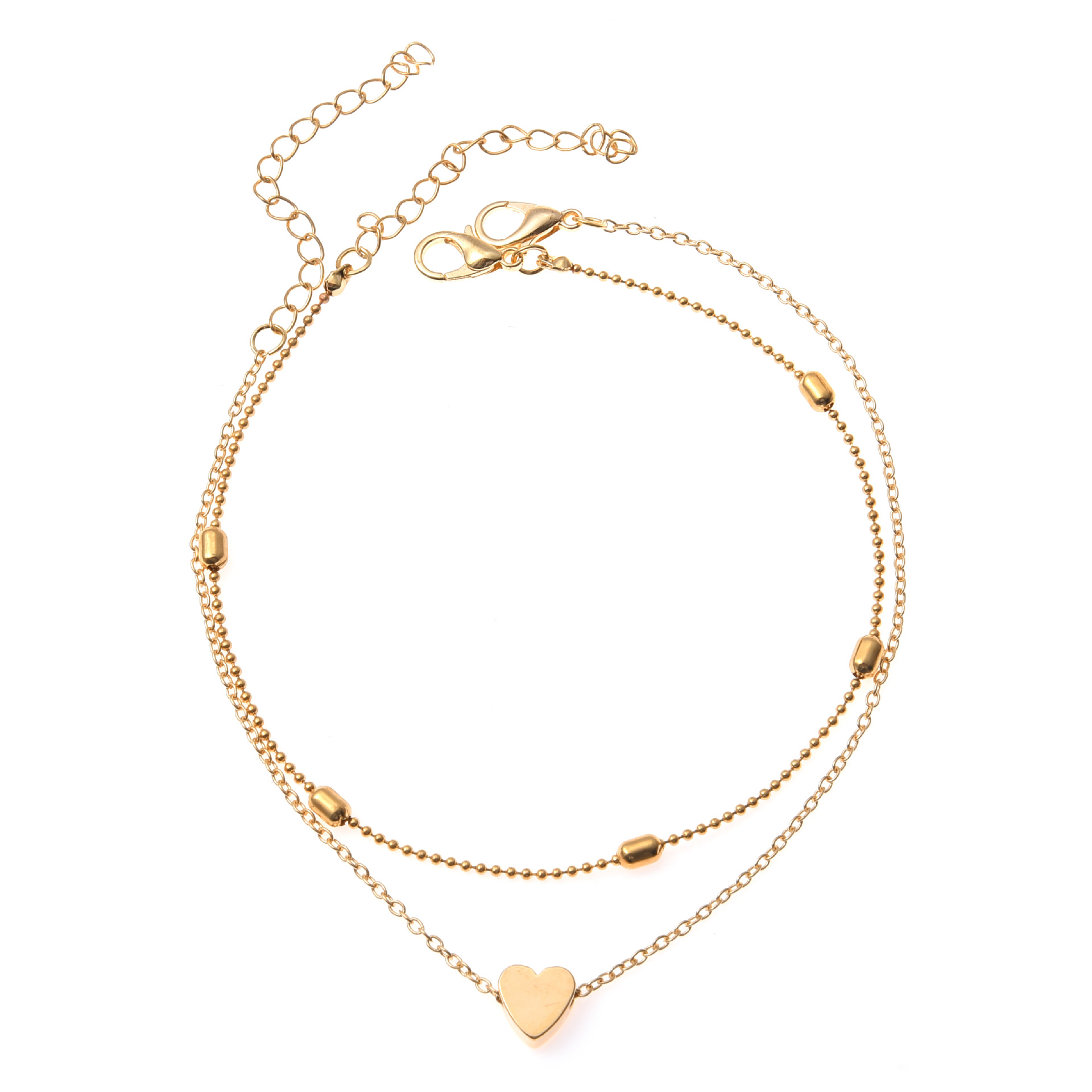 S1418 Hot Fashion Jewelry Double Layer Heart Anklet Chain Alloy Beads Ankle Bracelet Beach Anklets Foot Chains
S1418 Hot Fashion Jewelry Double Layer Heart Anklet Chain Alloy Beads Ankle Bracelet Beach Anklets Foot Chains