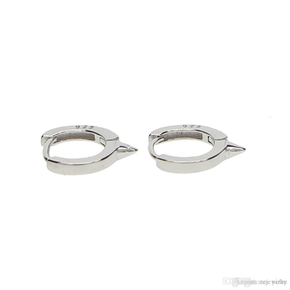 2024 newest 925 sterling silver mini Circle spike hoop 10mm dainty huggie hoop women girl classic simple gold plated hoop earring
