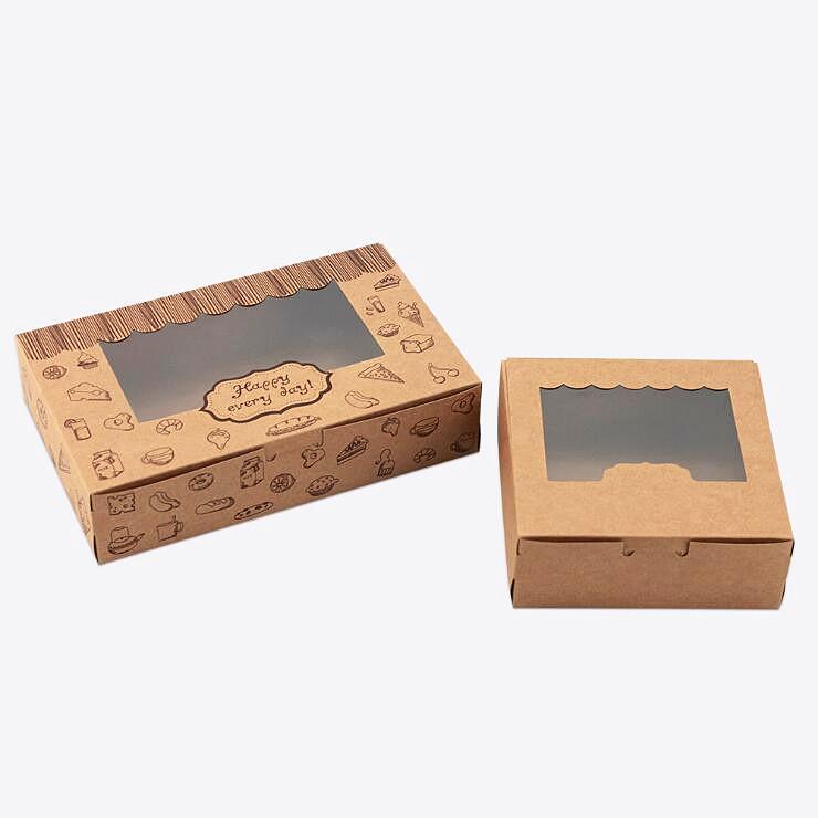 New Arrival Kraft Cookies Boxes with clear Window 20pcs/lot Cake Candy Boxes Favor For Party Guests