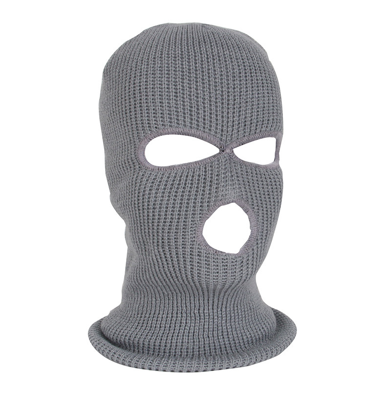 Full Face Cover Mask Three 3 Hole Balaclava Knit Hat Winter Stretch Snow Mask Beanie Hat Cap New Black Warm Face Masks