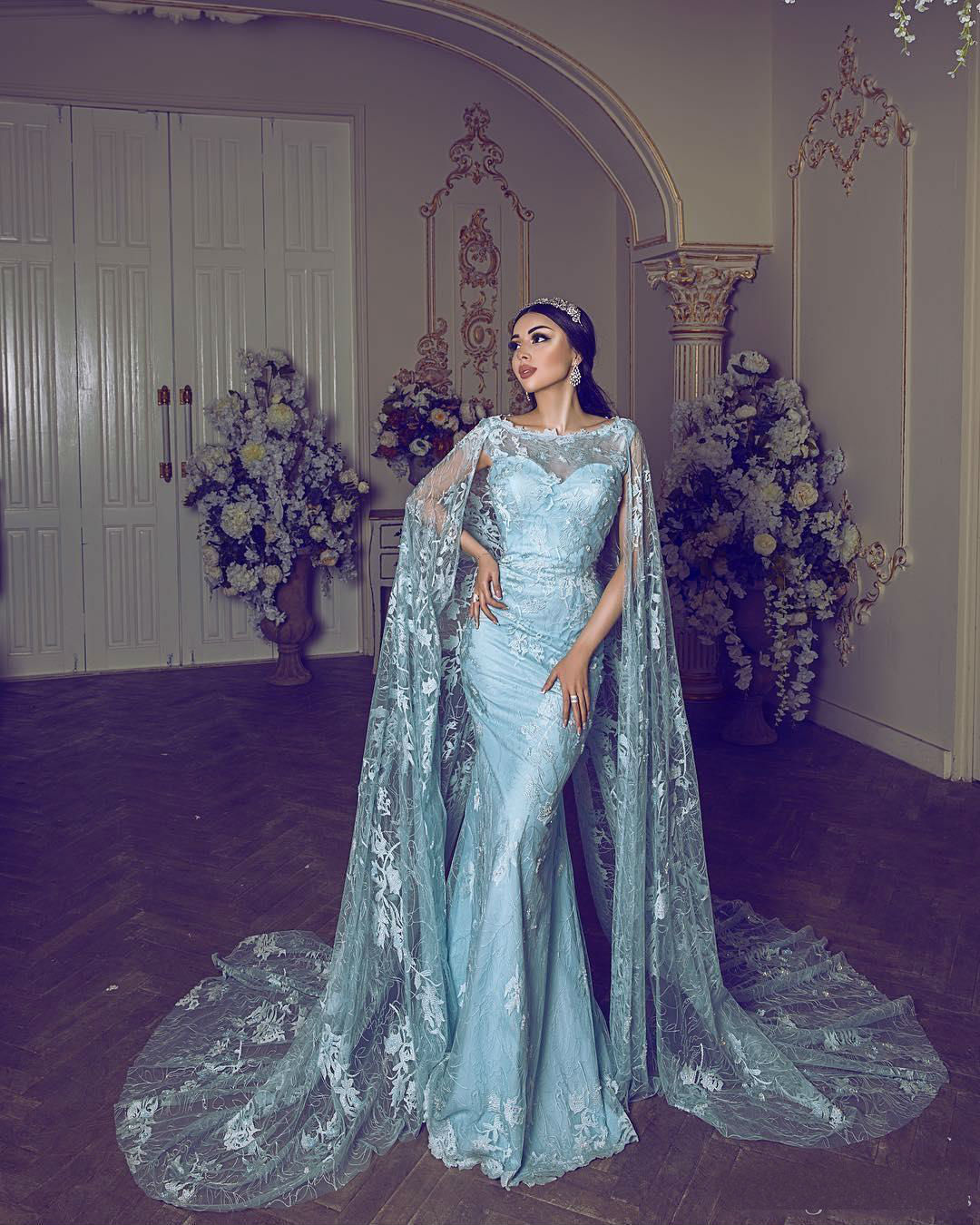Elegant Arabic Mermaid Prom Dresses 2019 Plus Size Lace Applique Evening Gowns With Wrap Sweep Train Cocktail Party Dresses robes de soirée