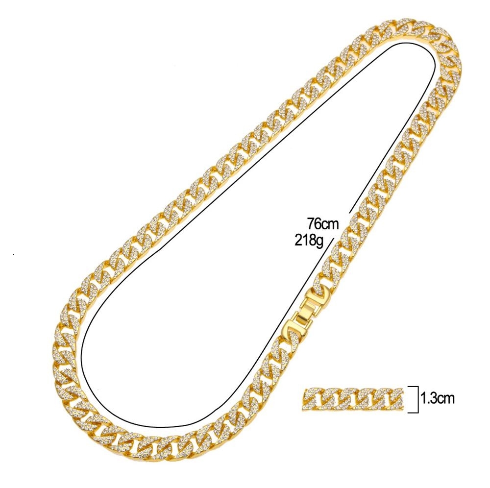 13mm Mens Miami Cuban Link Chain Necklace Full Bling Iced Out CZ Rhinestones Silver Gold Color Fashion Jewelry Rapper Necklaces V191129