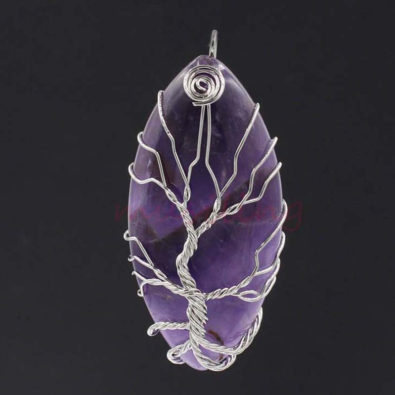 Bohemian Healing Chakra Wicca Witch Amulet Pendants Necklace Chain Horse Eye Tree of Life Jewelry For Women Natural Gemstone Charms Jewelry