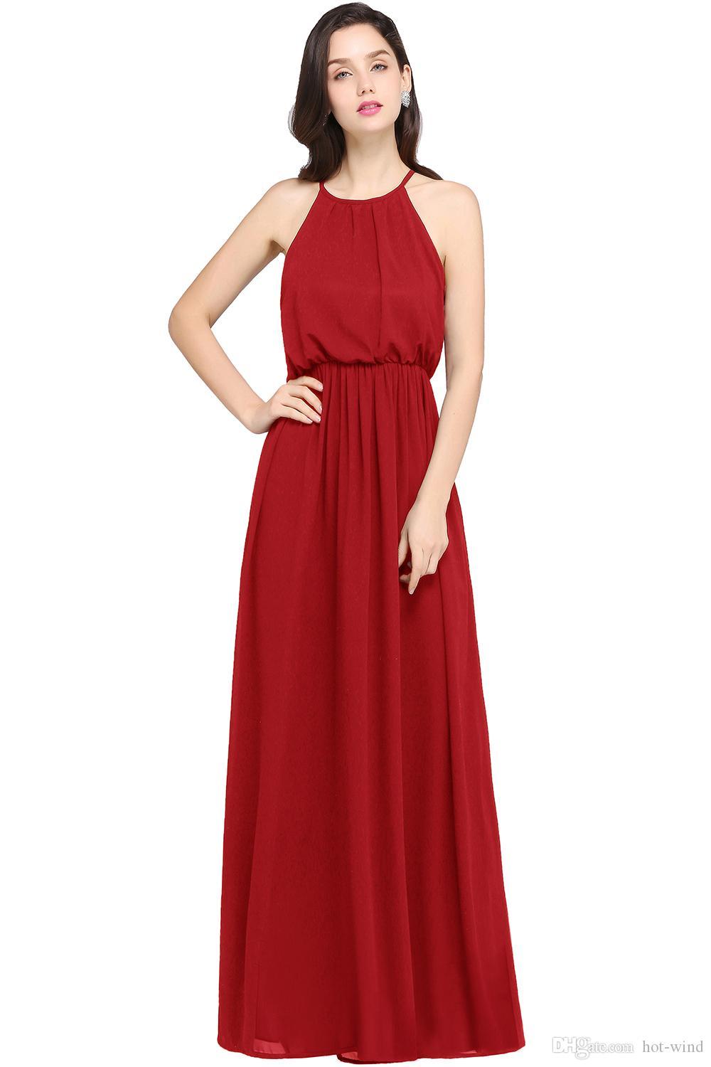 Babyonlinedress In Stock Chiffon Long Evening Dresses 2020 Under $50 Halter Neck Evening Prom Dresses Special Occasion Dresses CPS618