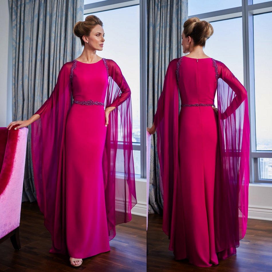 Fuchsia Mother Of The Bride Dresses Jewel Neck Satin Beaded Sheath Wedding Guest Dress Long Sleeves Formal Mother Gowns
Fuchsia Mother Of The Bride Dresses Jewel Neck Satin Beaded Sheath Wedding Guest Dress Long Sleeves Formal Mother Gowns