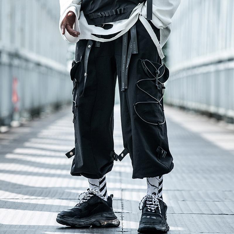 AELFRIC Removable Belt Bag Cargo Pants Men Fashion Reflective Casual Harajuku Streetwear Sweatpants Hip Hop Joggers Trouser