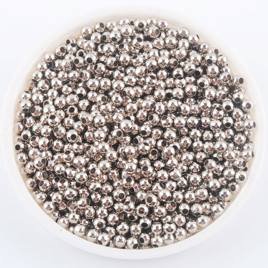 WOJIAER 3mm 4mm 6mm 8mm Gold Silver-Color Pewter Metal Iron Round Loose Beads Spacer for Jewelry Making 100pcs/lot BH306