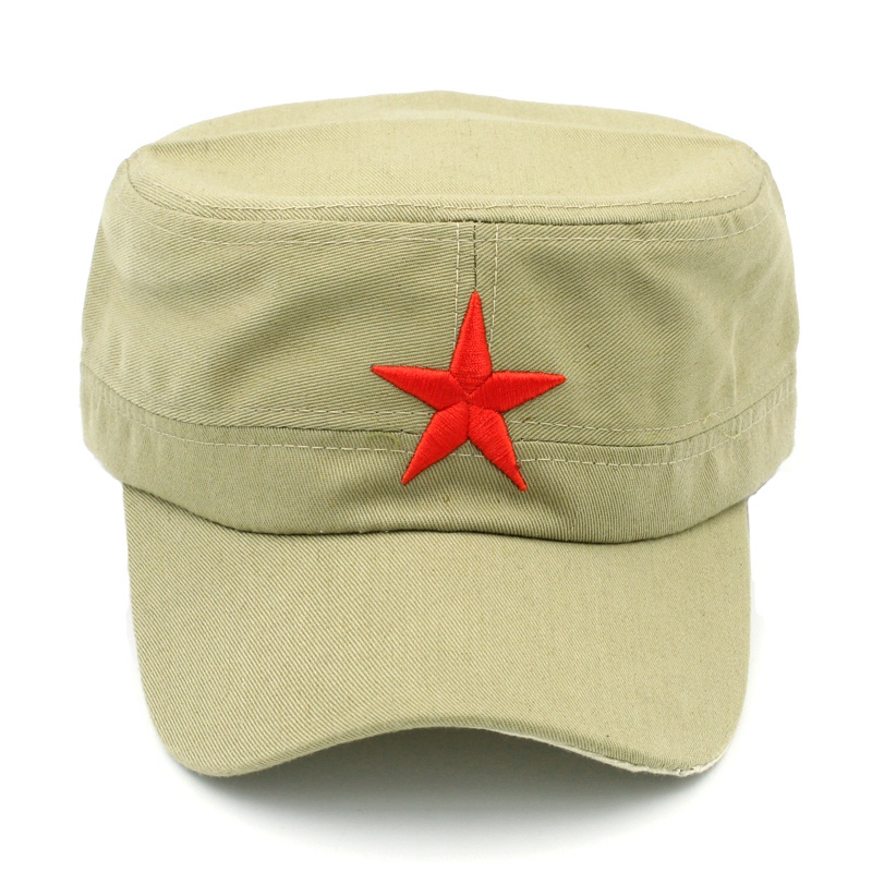 10pcs/Lot Men Women Military Cap Army Hat Spring Summer Winter Beach Outdoor Street Cool Church Sunhat Flat Top Hat With Red Star