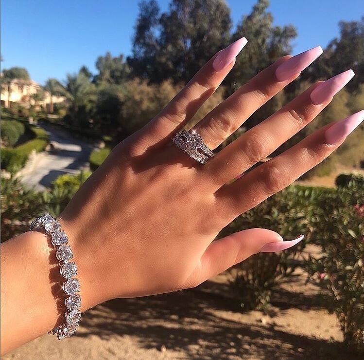 8MM White Topaz CZ Tennis Gold Plated k Chain Bracelet for Women 9d07