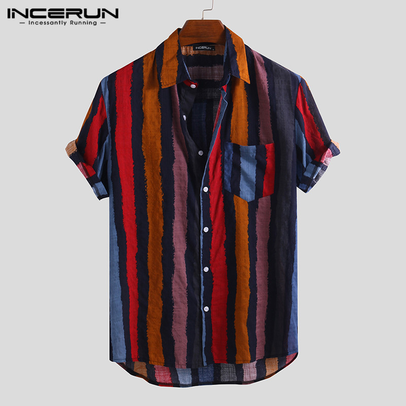 Summer INCERUN Mens Shirt Striped Short Sleeve Streetwear Vintage Tops Breathable Casual Hawaiian Shirts Camisa Masculina -5XL, Red shirt
Summer INCERUN Mens Shirt Striped Short Sleeve Streetwear Vintage Tops Breathable Casual Hawaiian Shirts Camisa Masculina -5XL, Red shirt