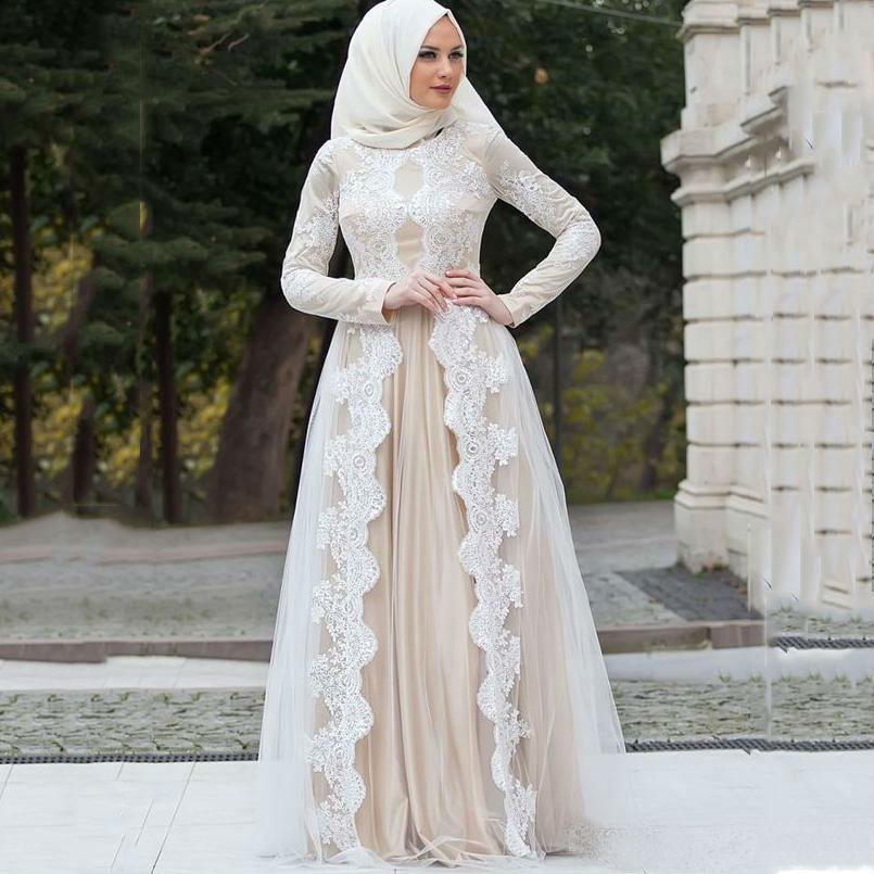Middle East Muslim Wedding Dresses 2019 Long Sleeve Lace Floor Length Bridal Gowns Plus Size Wedding Dress Vestido De Novia