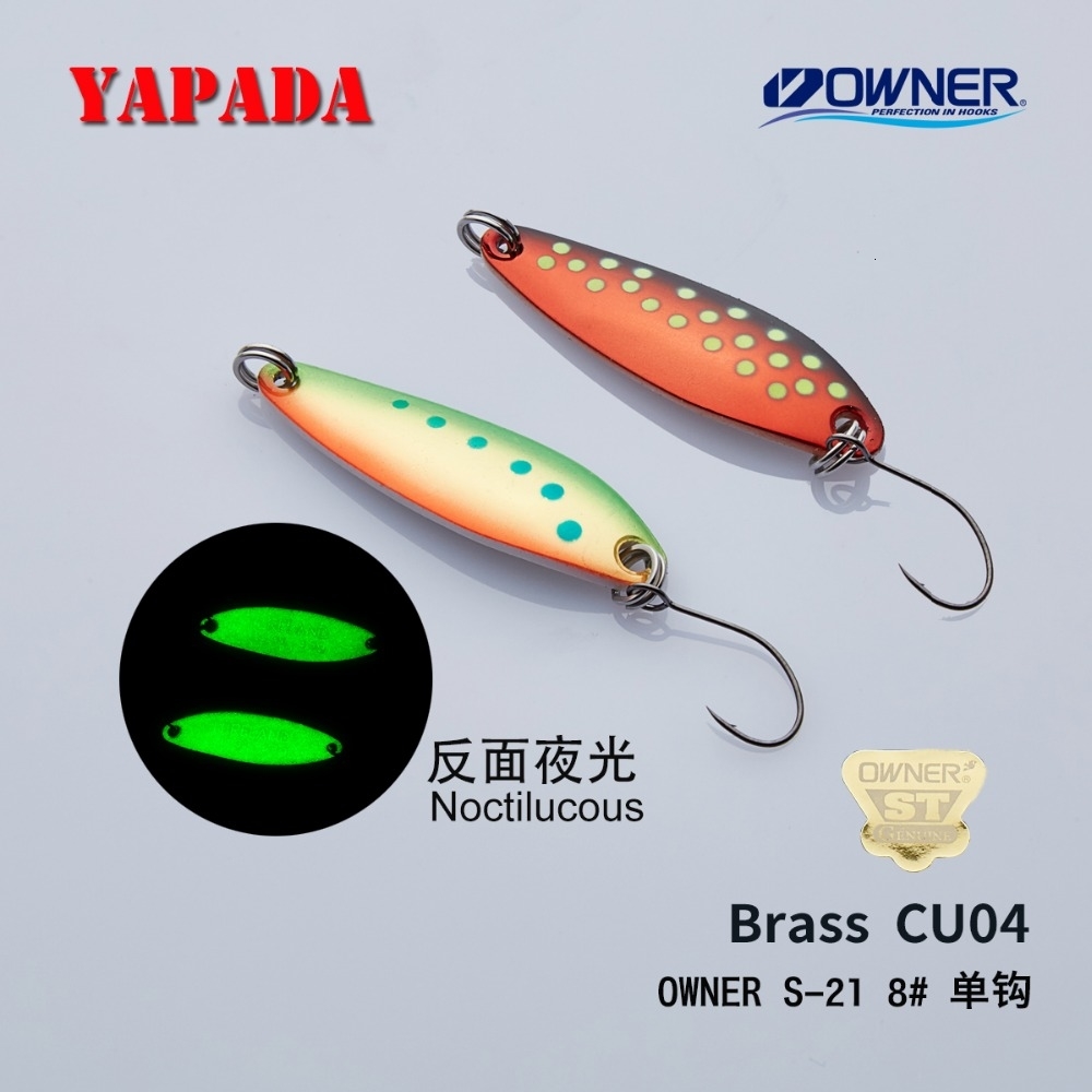 YAPADA Brass spoon CU04 2.8g/3.6g/4.7g 36X10mm OWNER Single Hook Multicolor Metal Spoon stream Fishing Lures Trout T191016