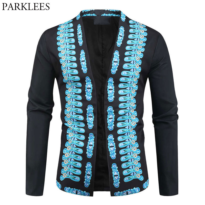 Blue Dashiki Print African Blazer Jacket Men 2020 Fashion Tribal Bazin Cardigan Jacket Coat Mens Party Casual African Clothing, As picture
Blue Dashiki Print African Blazer Jacket Men 2020 Fashion Tribal Bazin Cardigan Jacket Coat Mens Party Casual African Clothing, As picture