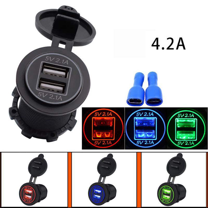 5V 4.2A Universal Car Charger Waterproof Dual USB Port 12-24V Socket for Bus Boat Motorcycle, Black
5V 4.2A Universal Car Charger Waterproof Dual USB Port 12-24V Socket for Bus Boat Motorcycle, Black