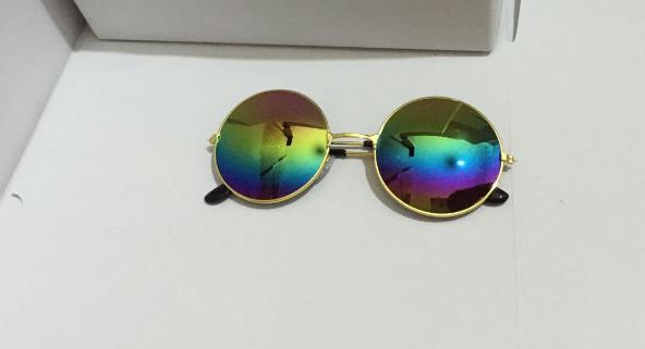 Children Gothic Sunglasses kids Round Mirrored Lens Gold Metal Frame Glasses Girl Boy Sunblock colorful