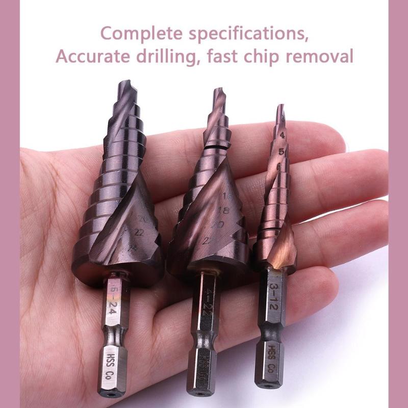 Hex HSS Nitriding black/Titanium Coated Step Drill Bit M35 HSS Co Spiral Groove Metal Step Drill 3-12 4-22 6-24 4-12/20/32mm
Hex HSS Nitriding black/Titanium Coated Step Drill Bit M35 HSS Co Spiral Groove Metal Step Drill 3-12 4-22 6-24 4-12/20/32mm
