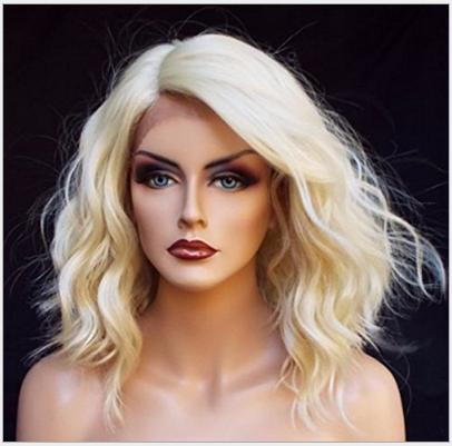 Short bob golden curls, high quality cheap European and American women's short curly hair, front lace full hand woven high quality in stock, Blonde 
Short bob golden curls, high quality cheap European and American women's short curly hair, front lace full hand woven high quality in stock, Blonde