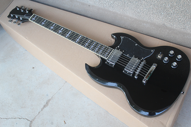 Factory Custom Black Electric Guitar With Chrome Hardware,HH Pickups,Cross Fret Inlay,Rosewood Fretboard,Can be customized
Factory Custom Black Electric Guitar With Chrome Hardware,HH Pickups,Cross Fret Inlay,Rosewood Fretboard,Can be customized