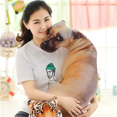 New Creative 3D Vivid Printed Full Body Dog Shape Animal Tiger Wolf Dog Cute Mordern Office Hug Gift Cushion Sofa Throw Pillow