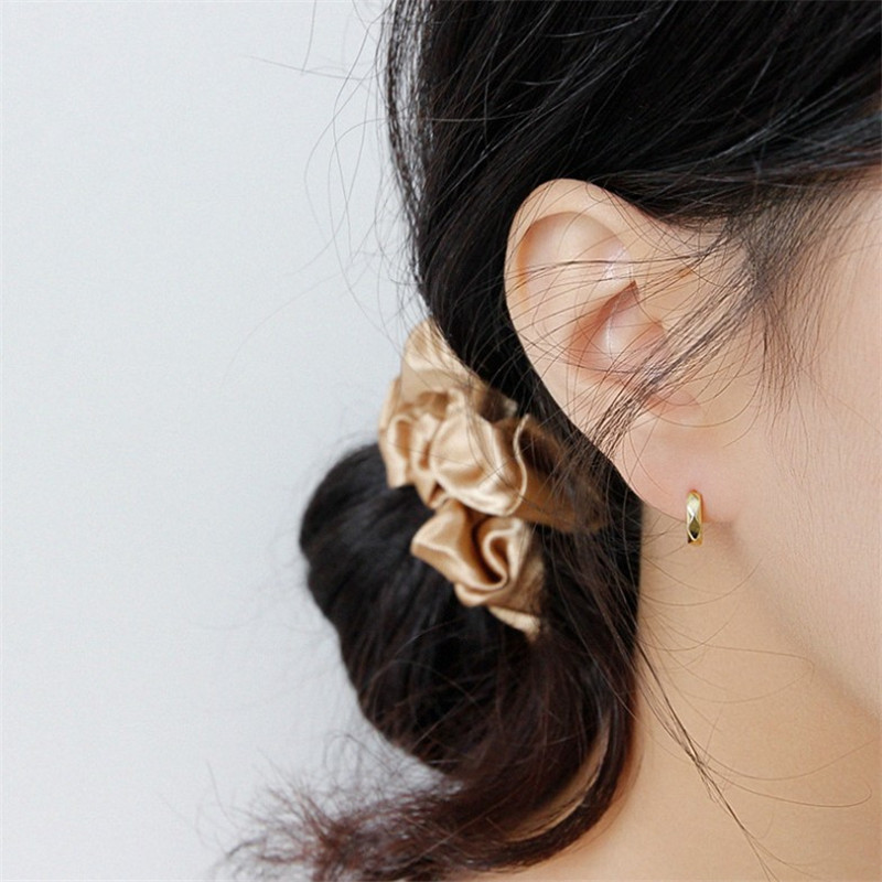 Authentic 925 Sterling Silver Jewelry New White Gold /18K Gold Color Mini Geometric Round Circle Earrings Statement Hoop Earring