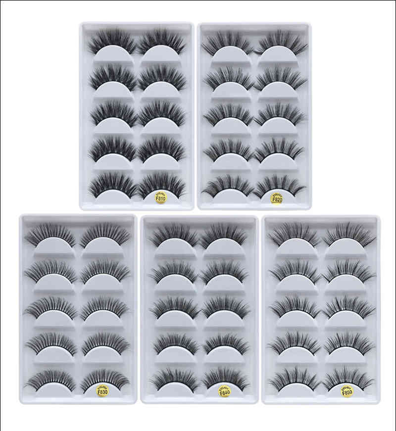 3D mink false eyelashes makeup natural slenderness 5 pairs in set soft eyelashes made by pure hand 100sets/lot DHL free