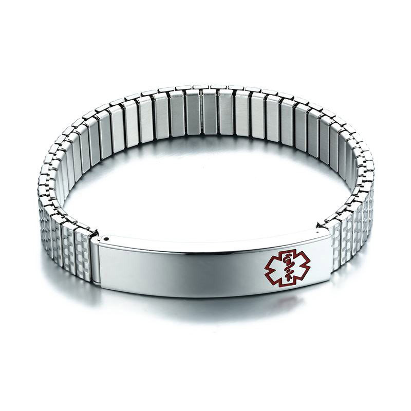 Modyle New Stainless Steel Alert Elastic Adjustable Wristband ID Bracelet Bangle with Custom Engrave Service for Women
Modyle New Stainless Steel Alert Elastic Adjustable Wristband ID Bracelet Bangle with Custom Engrave Service for Women