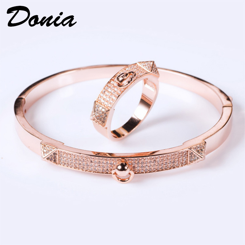Donia jewelry luxury bangle European and American fashion exaggerated classic geometric micro-inlaid zirconia bracelet ring set women's, Black
Donia jewelry luxury bangle European and American fashion exaggerated classic geometric micro-inlaid zirconia bracelet ring set women's, Black