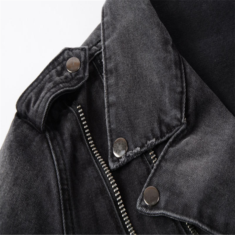 Uplzcoo New Fashion Biker Denim Jackets Men Black Hole Zippers Denim Coat Jackets Casual Men Clothing Casaco Masculino EM157 V191128