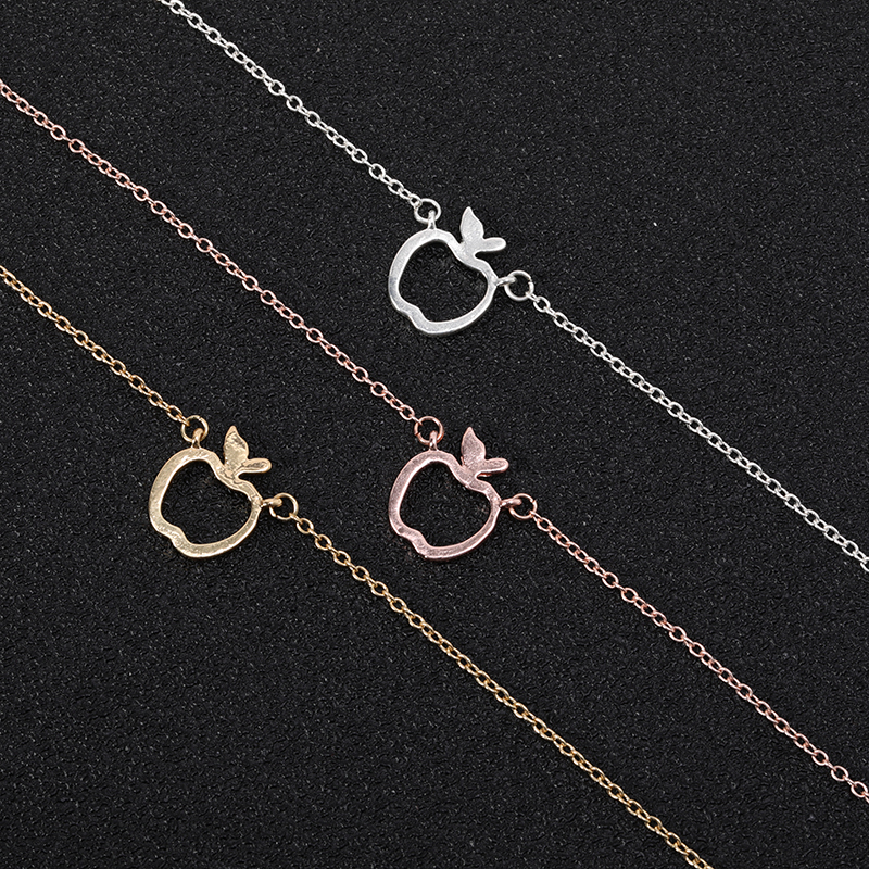 10PCS Hollow Outline Funny Geometric Fruit Apple Shape Charm Chain Bracelets Bangles for School Mentor Teacher Women Graduation Gifts